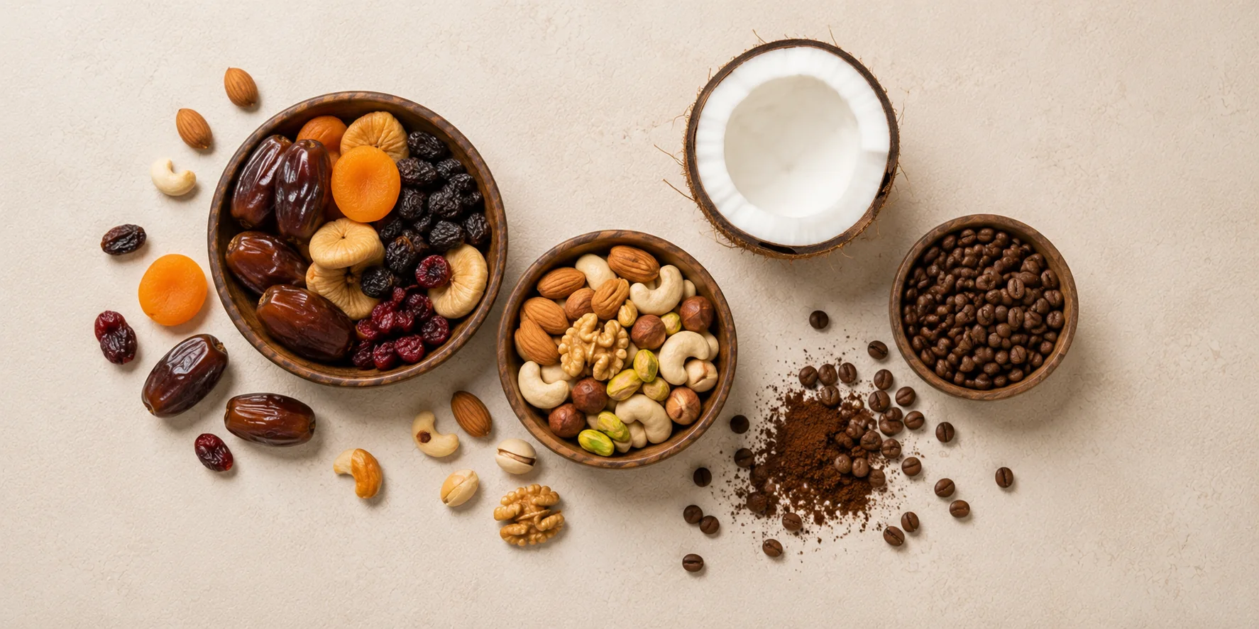 Dried Fruits, Nuts, Coconut & Coffee